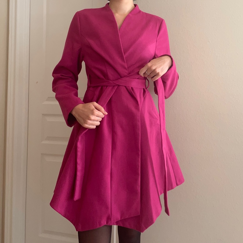 Magenta Hot Pink Barbie Princess Coat with Asymmetric Hemline